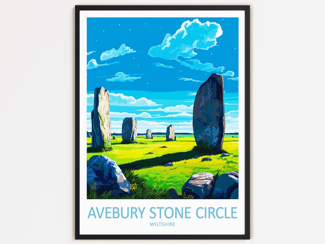 Avebury Stone Circle Travel Poster, Wiltshire Gift