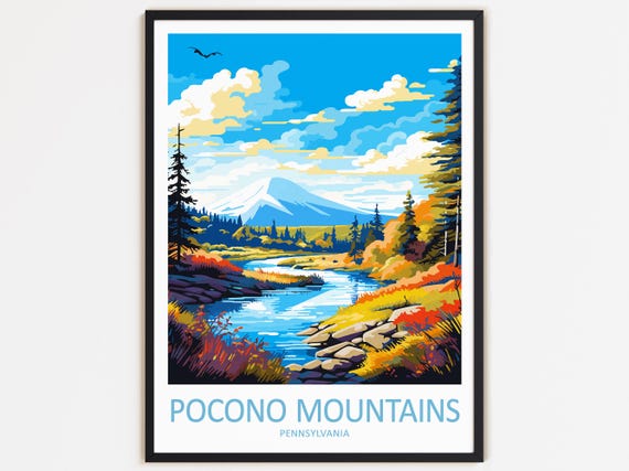 Pocono Mountains Travel Print Wall Decor Pocono Mountains Wall Hanging Art Home Dcor Pennsylvania Gift Art Lovers