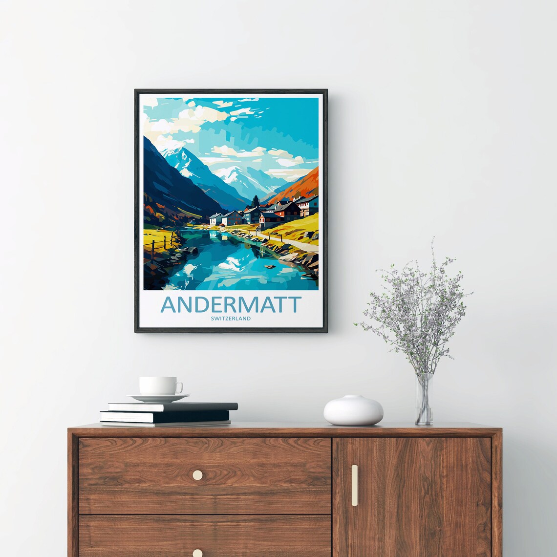 Andermatt Travel Print, Switzerland Wall Decor - Image 2