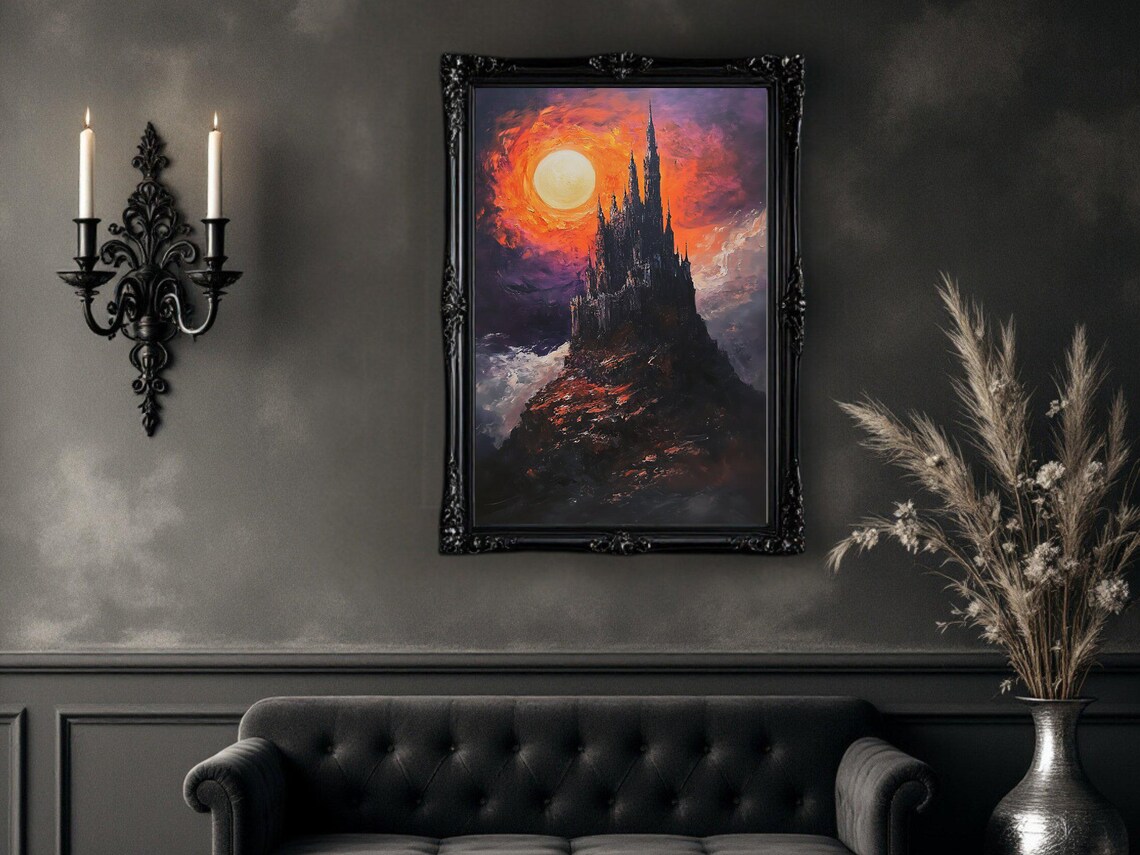 Gothic Castle Dark Fantasy Landscape Art Print - Image 2