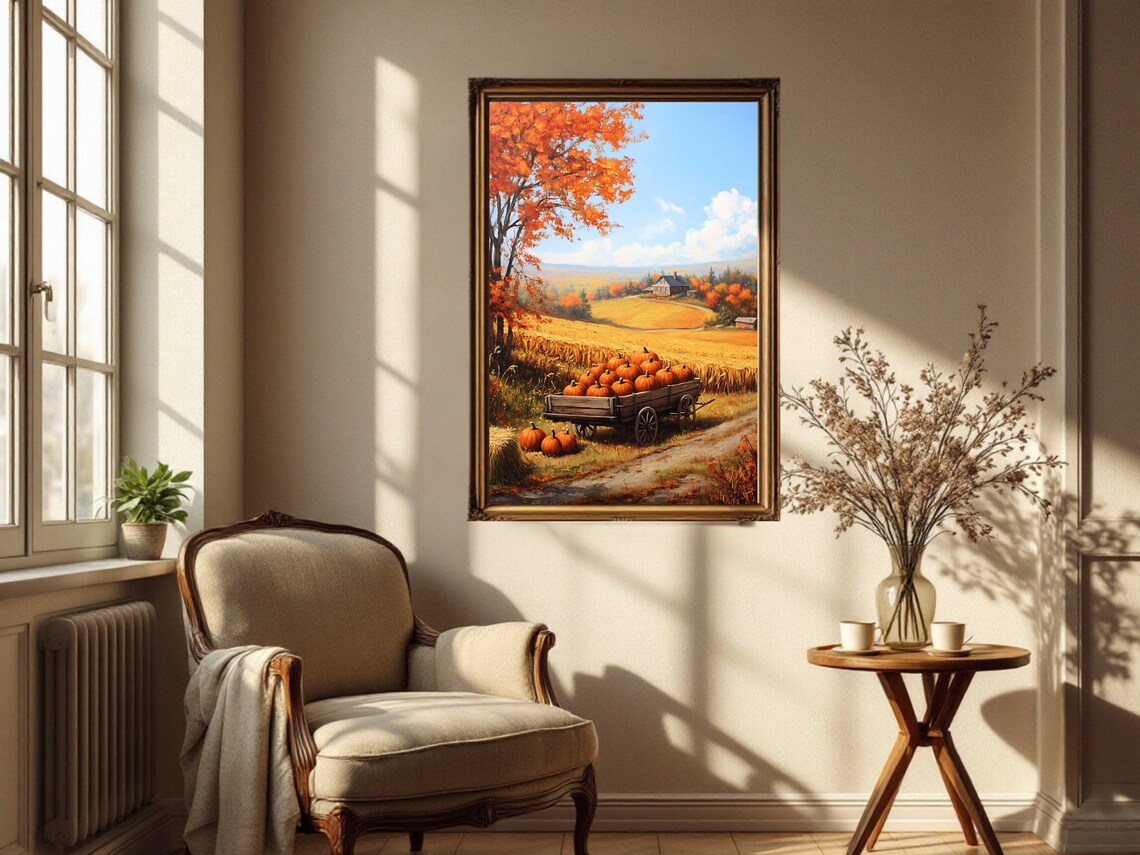 Pumpkin Harvest Art Print, Rustic Farmhouse Decor - Image 3