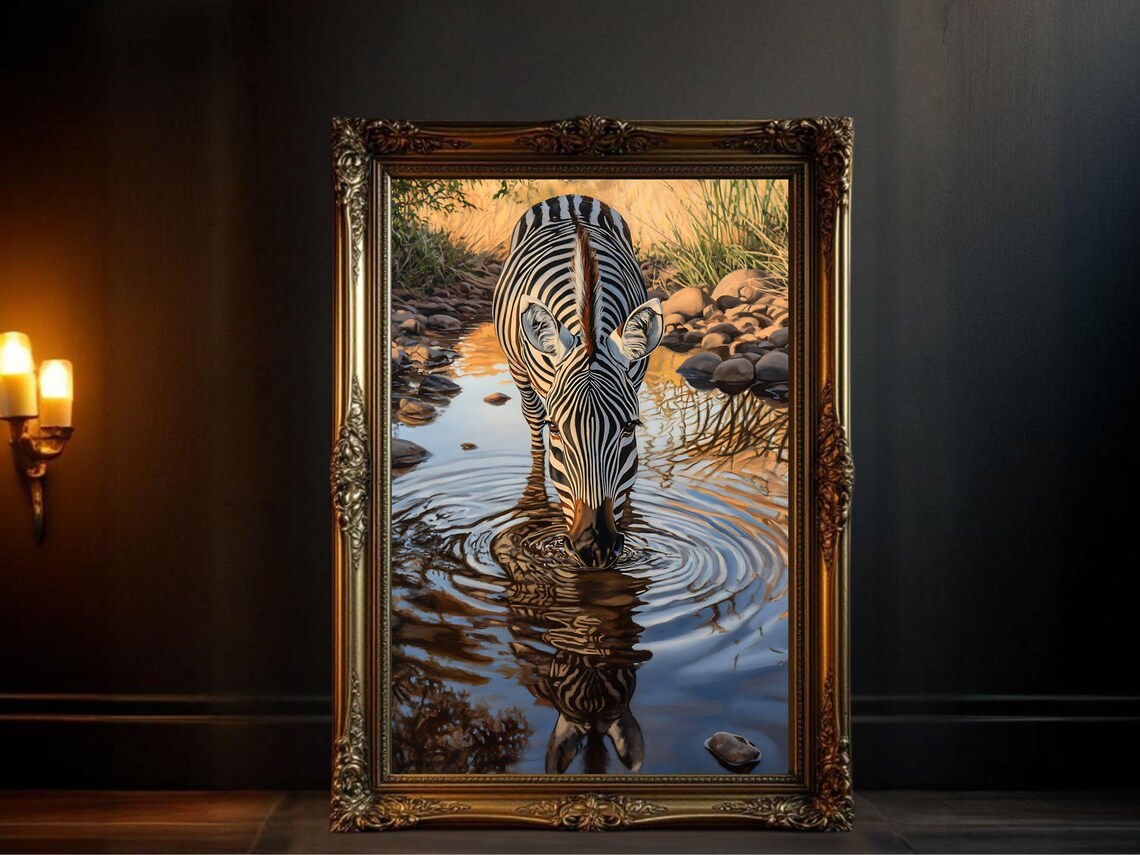 Zebra Reflection - Contemporary Travel Poster
