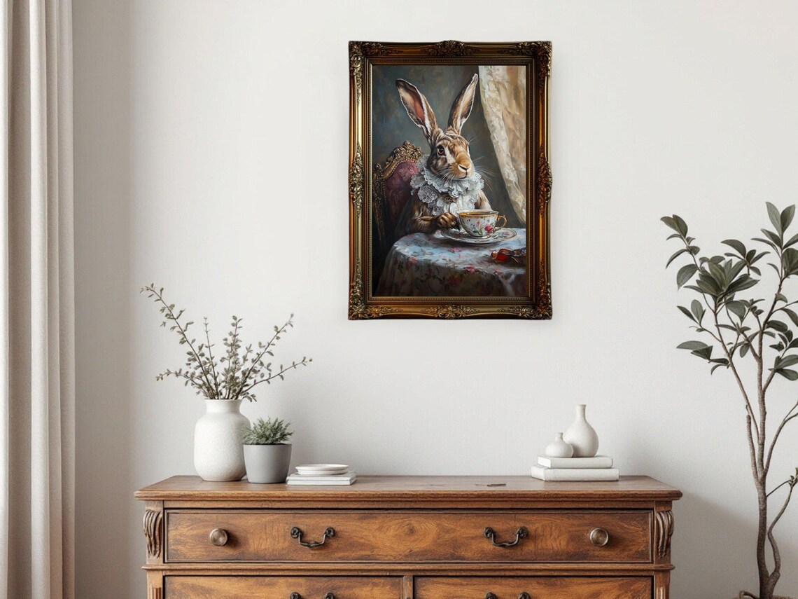Whimsical Rabbit, Victorian-Inspired Animal Art Print - Image 3
