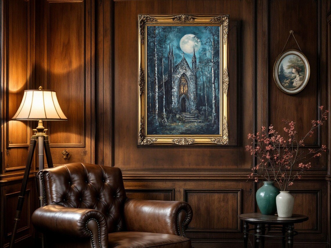 Gothic Cathedral Moonlit Night, Halloween Art Print - Image 3