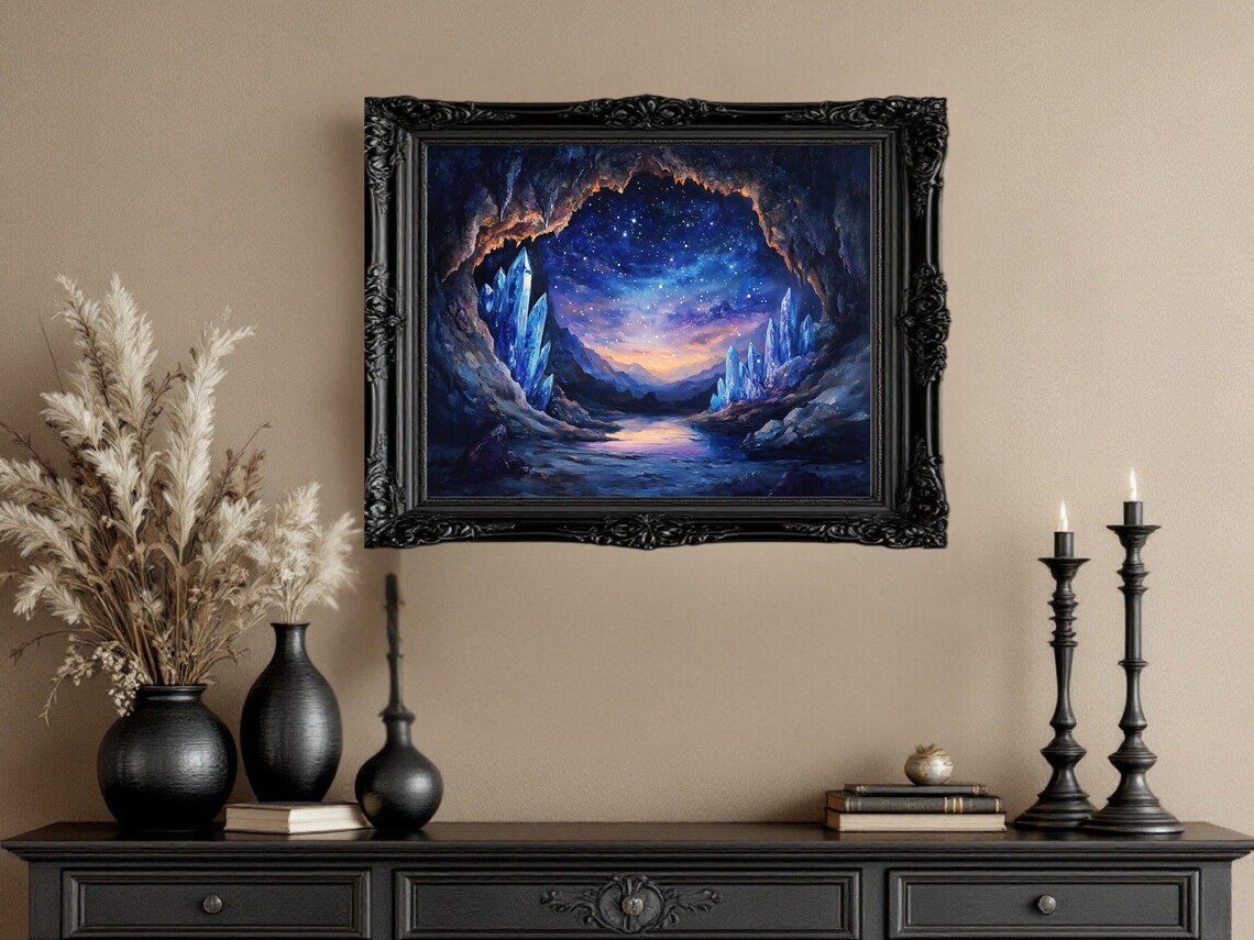 Mystical Crystal Cave - Starry Night Landscape - Image 2