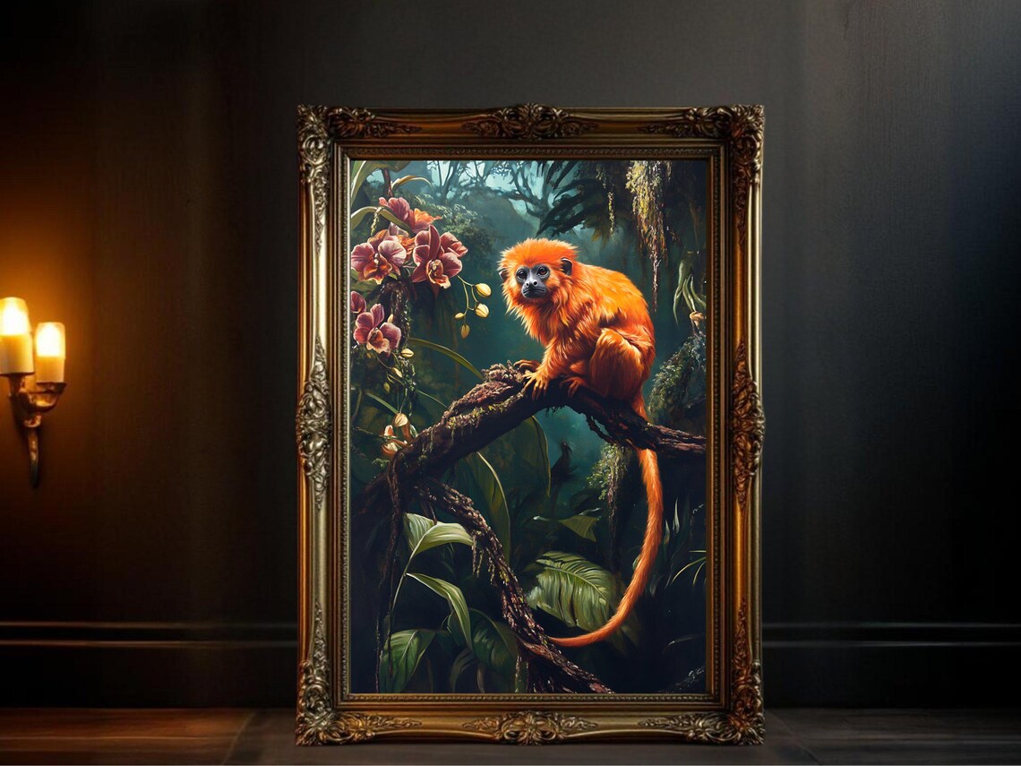 Golden Lion Tamarin Art Print, Jungle Wildlife