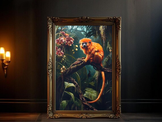 Golden Lion Tamarin Art Print, Jungle Wildlife