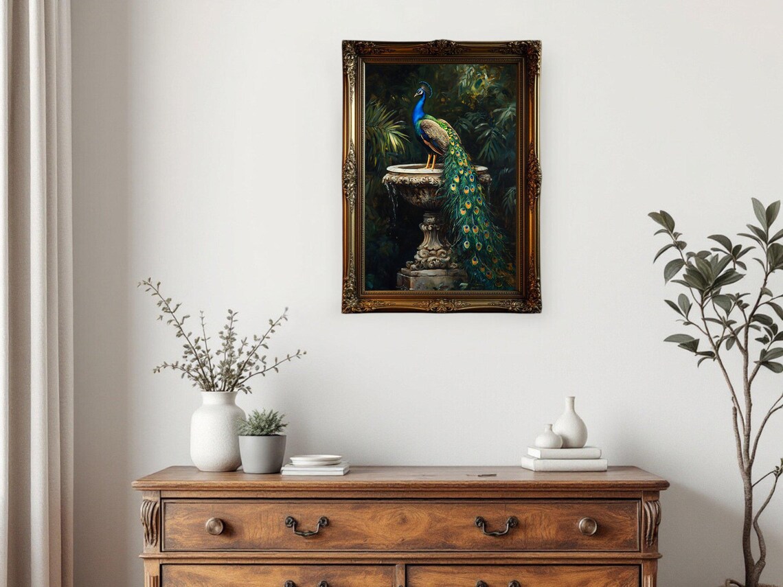 Majestic Peacock Art Print, Elegant Home Decor - Image 3