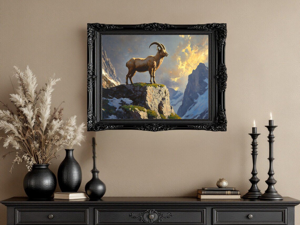 Majestic Mountain Goat, Rustic Mountain Landscape - Image 3