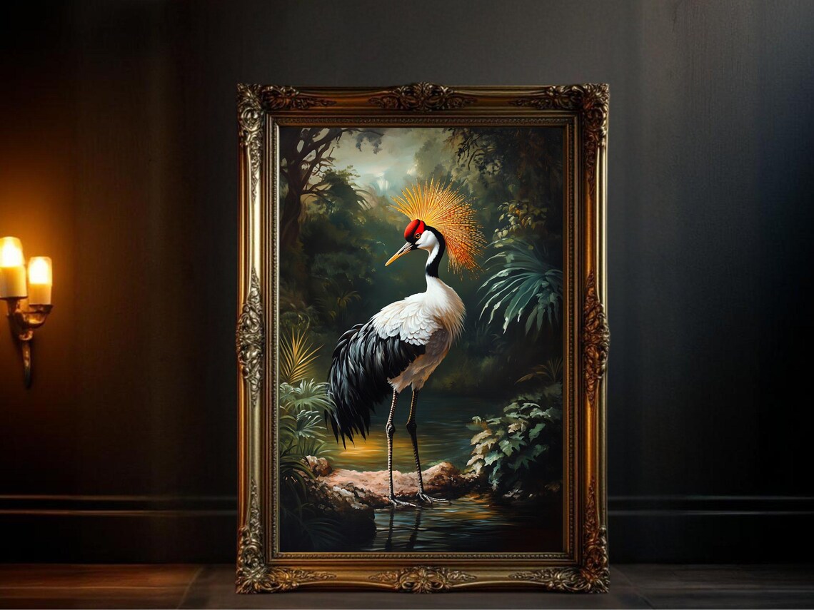 Majestic Crane, Bird Nature Decor Art Print