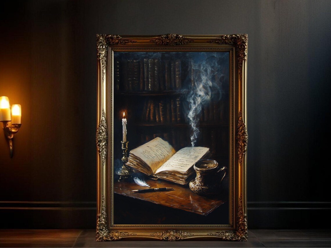 Dark Academia Vintage Book And Candle Art Print
