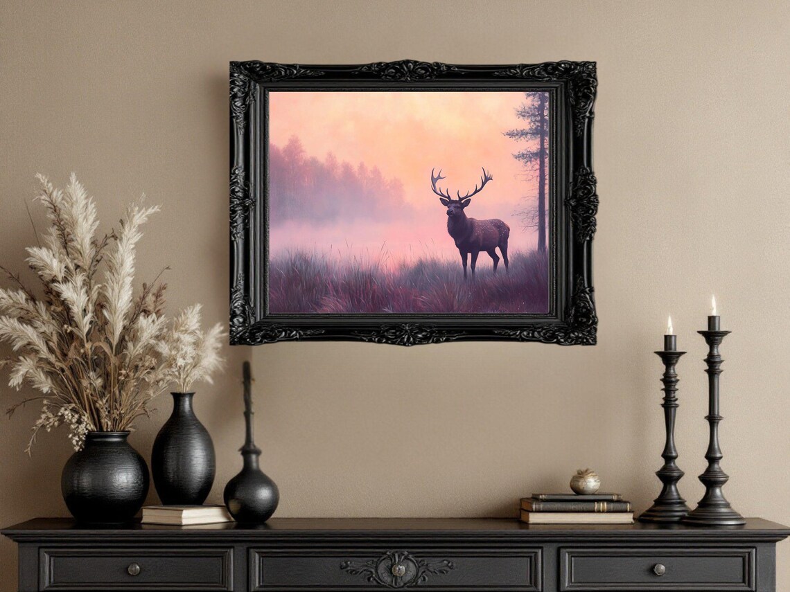 Majestic Deer Art Print, Forest Landscape - Image 3
