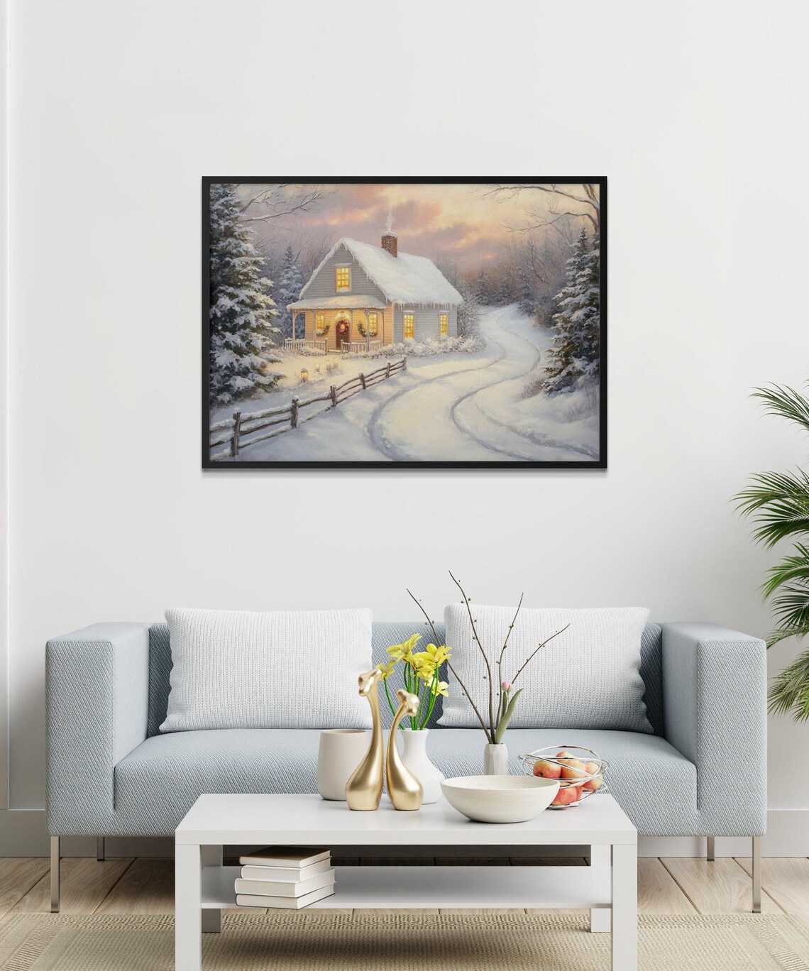 Cozy Winter Cabin, Rustic Holiday Home Art - Image 3