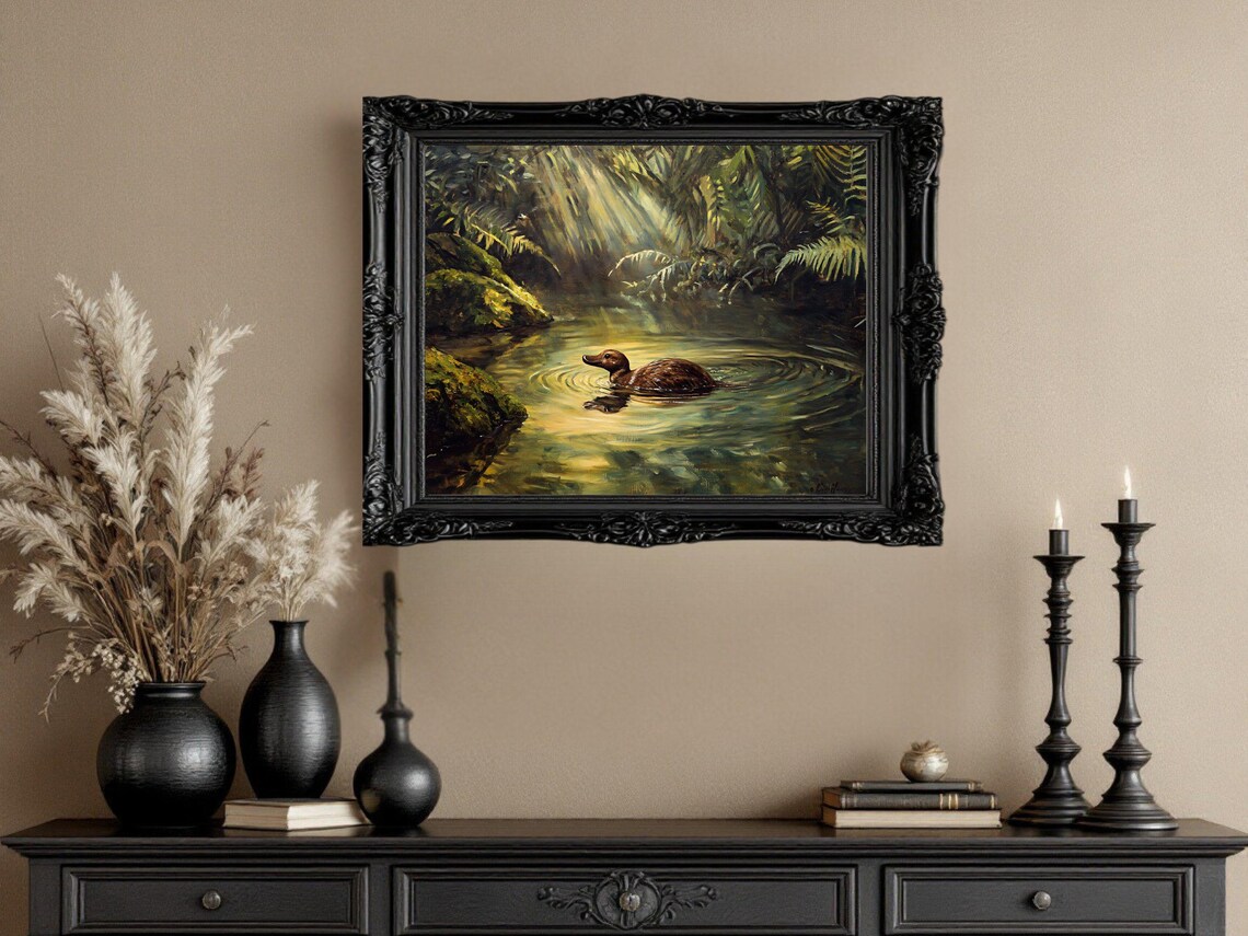 Duck In Forest Pond, Watercolor Nature Scene Art Print - Image 3
