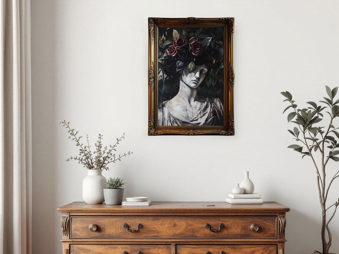 Gothic Renaissance Mysterious Woman Portrait Art Print - Image 3
