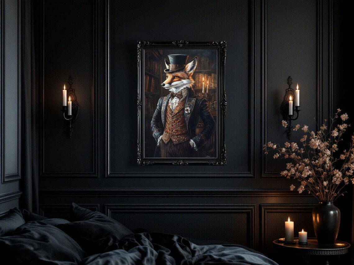 Fox Portrait, Victorian Era Animal Wall Art Print - Image 2