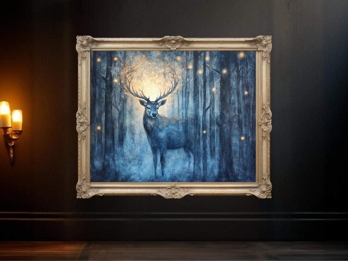 Majestic Deer, Enchanted Forest Nature Fantasy Art Print