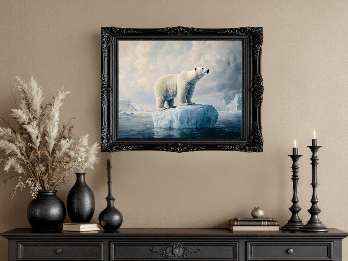Polar Bear On Iceberg, Arctic Animal Wall Art Print - Image 3