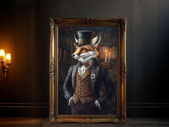 Fox Portrait, Victorian Era Animal Wall Art Print