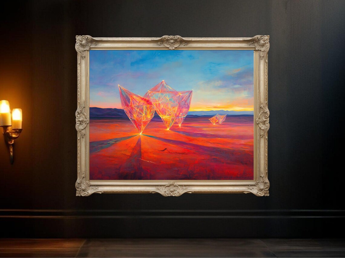 Modern Geometric Abstract Sunset Artwork
