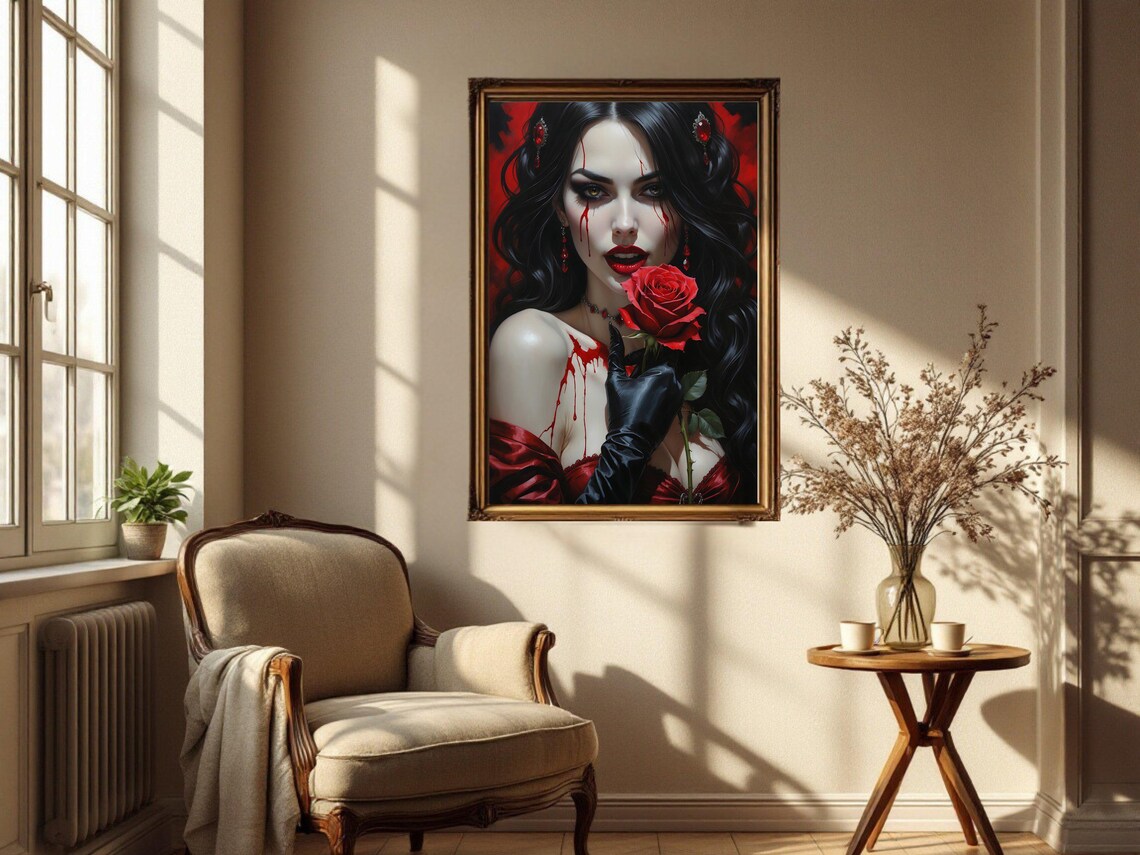 Gothic Vampire Woman, Dark Fantasy Portrait - Image 2