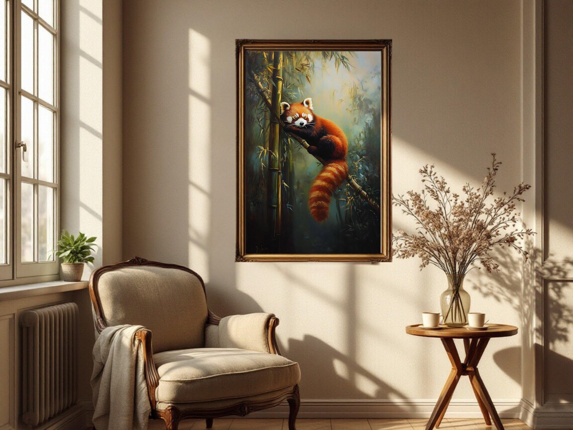 Red Panda, Jungle Animal Painting Decor - Image 2