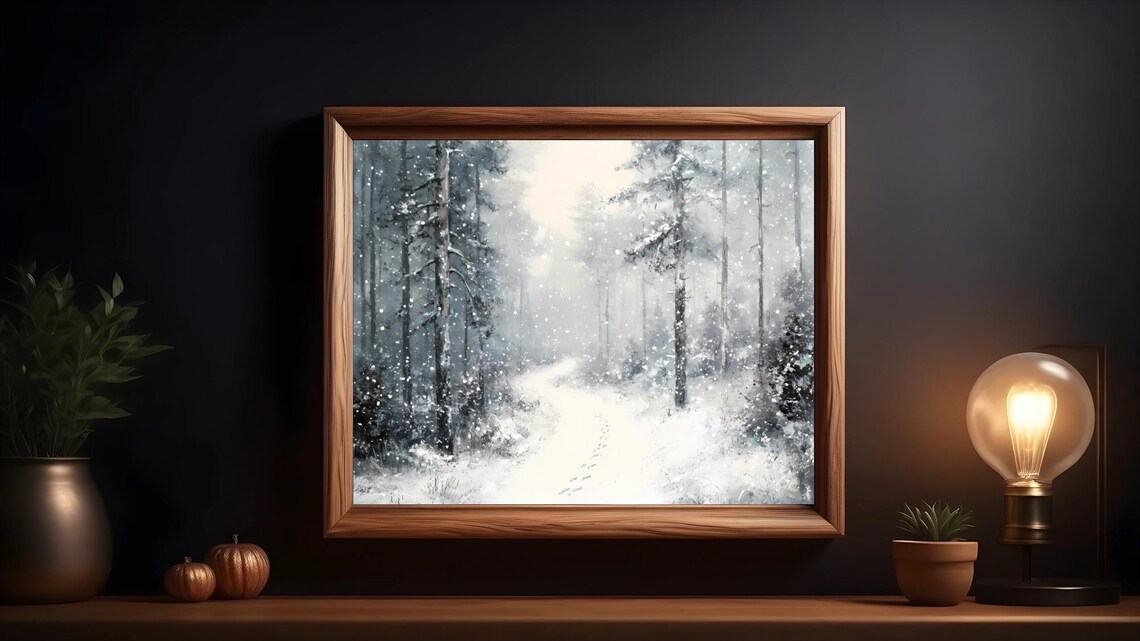 Rustic Winter Forest Path, Cozy Holiday Decor