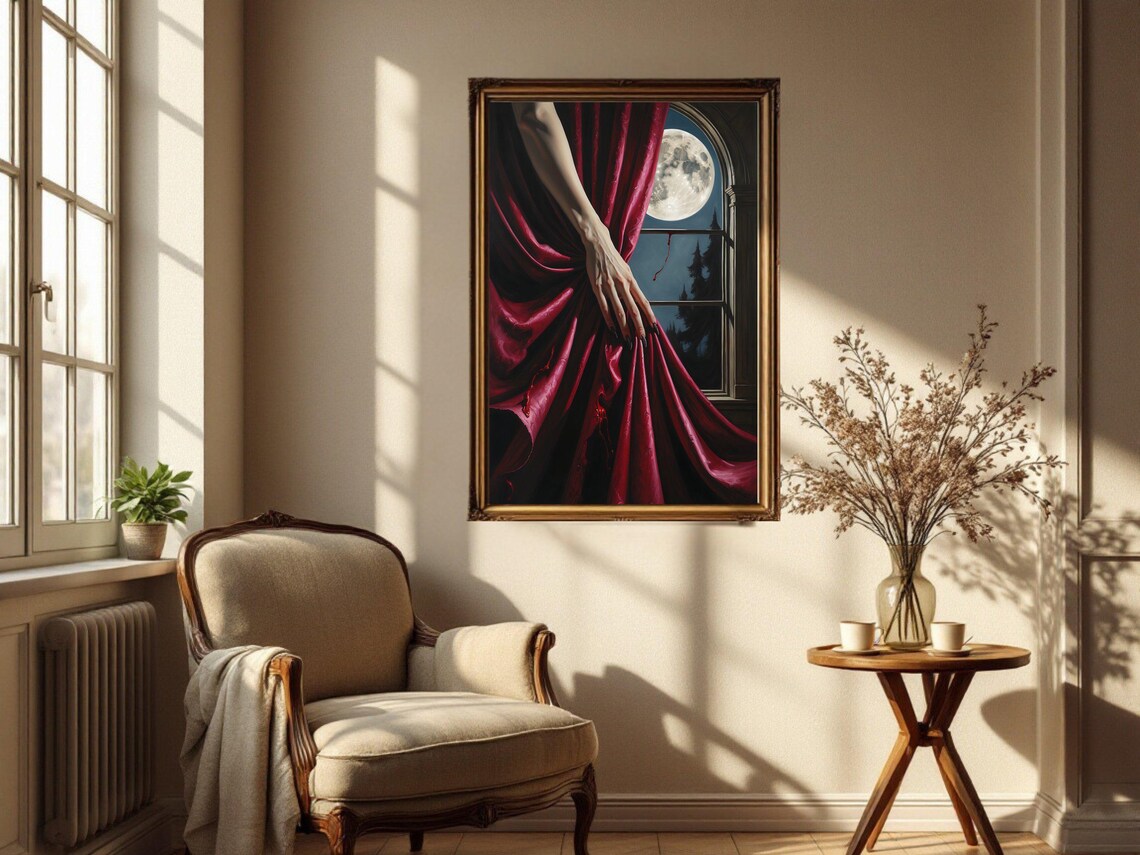 Moonlit Night, Gothic Halloween Decor Poster Print - Image 2