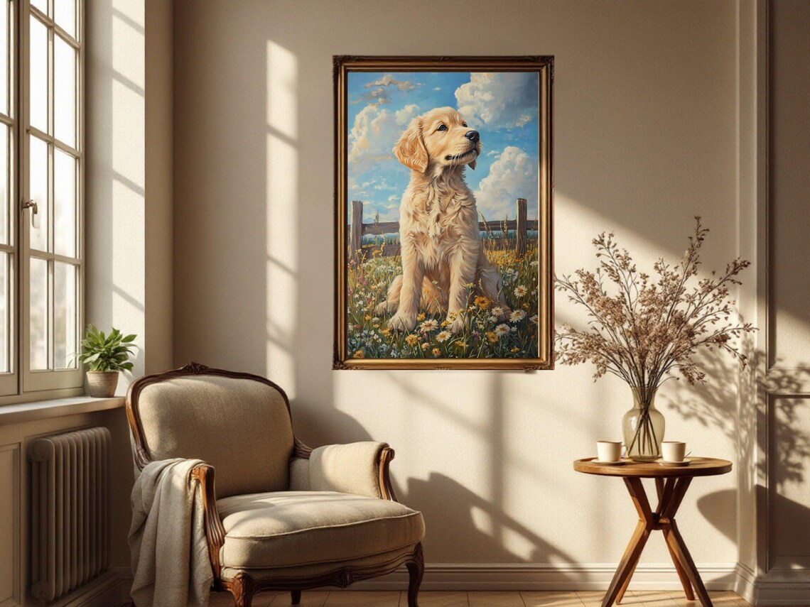 Golden Retriever Puppy Art Print, Cute Pet Decor - Image 2