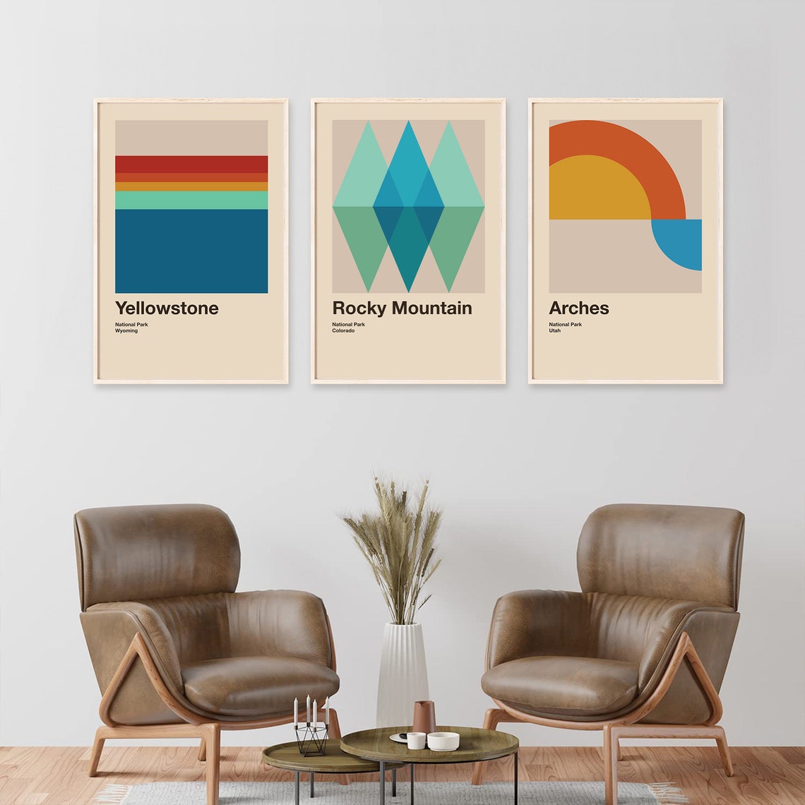 Arches National Park Utah Abstract Geometric Sunset Art Poster - Image 2
