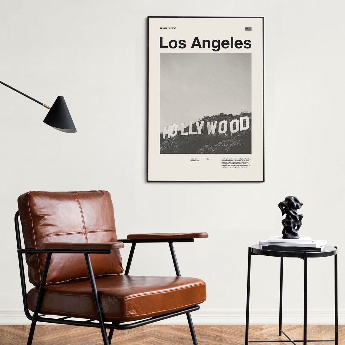 Los Angeles City Art Print Los Angeles Poster Los Angeles Wall Art Mid Century Poster Travel Print Art California - Image 3