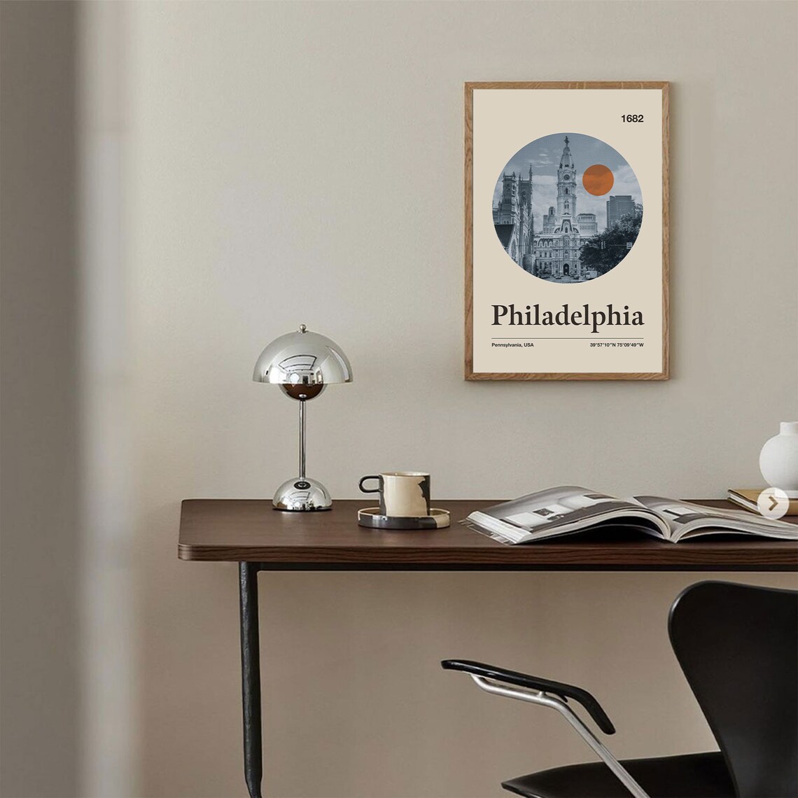 Philadelphia Minimalist Travel Poster, Mid-Century Art Print - Image 4
