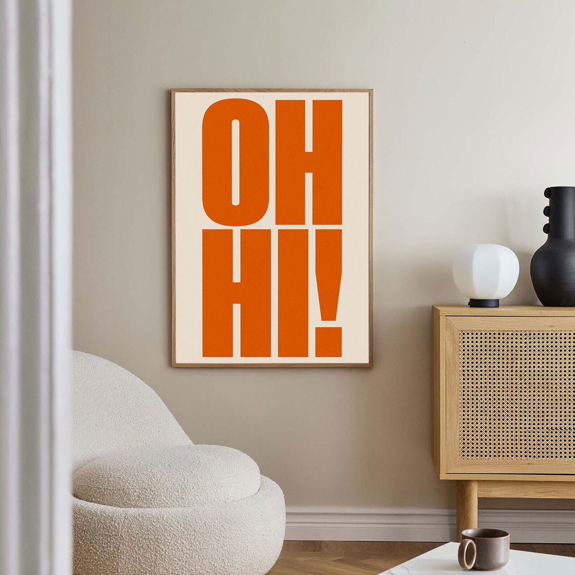 Oh Hi Cheerful Retro Orange Vertical Stacked Typography Poster - Image 3