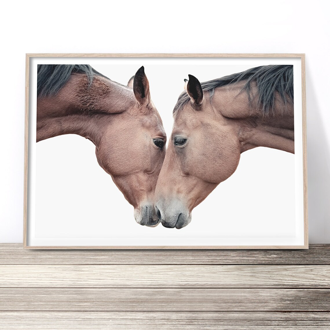 Soulmate Horses Nose To Nose Tender White Background Equestrian Poster