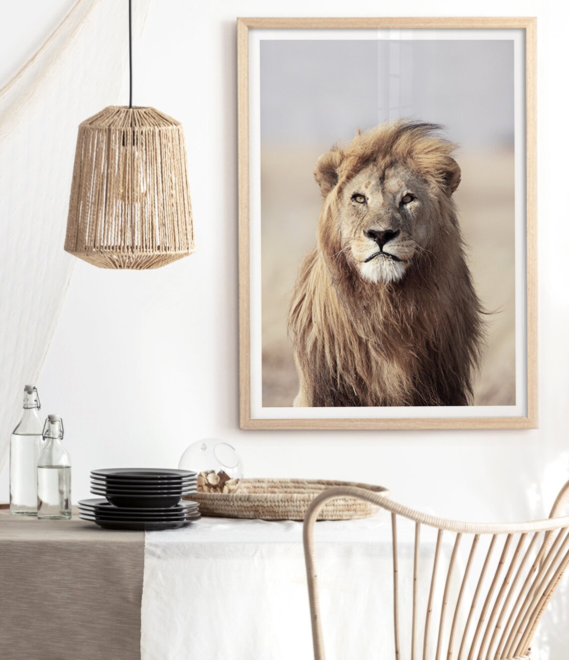 Lion Portrait Golden Mane Direct Gaze Wildlife Safari Photography Poster - Image 3