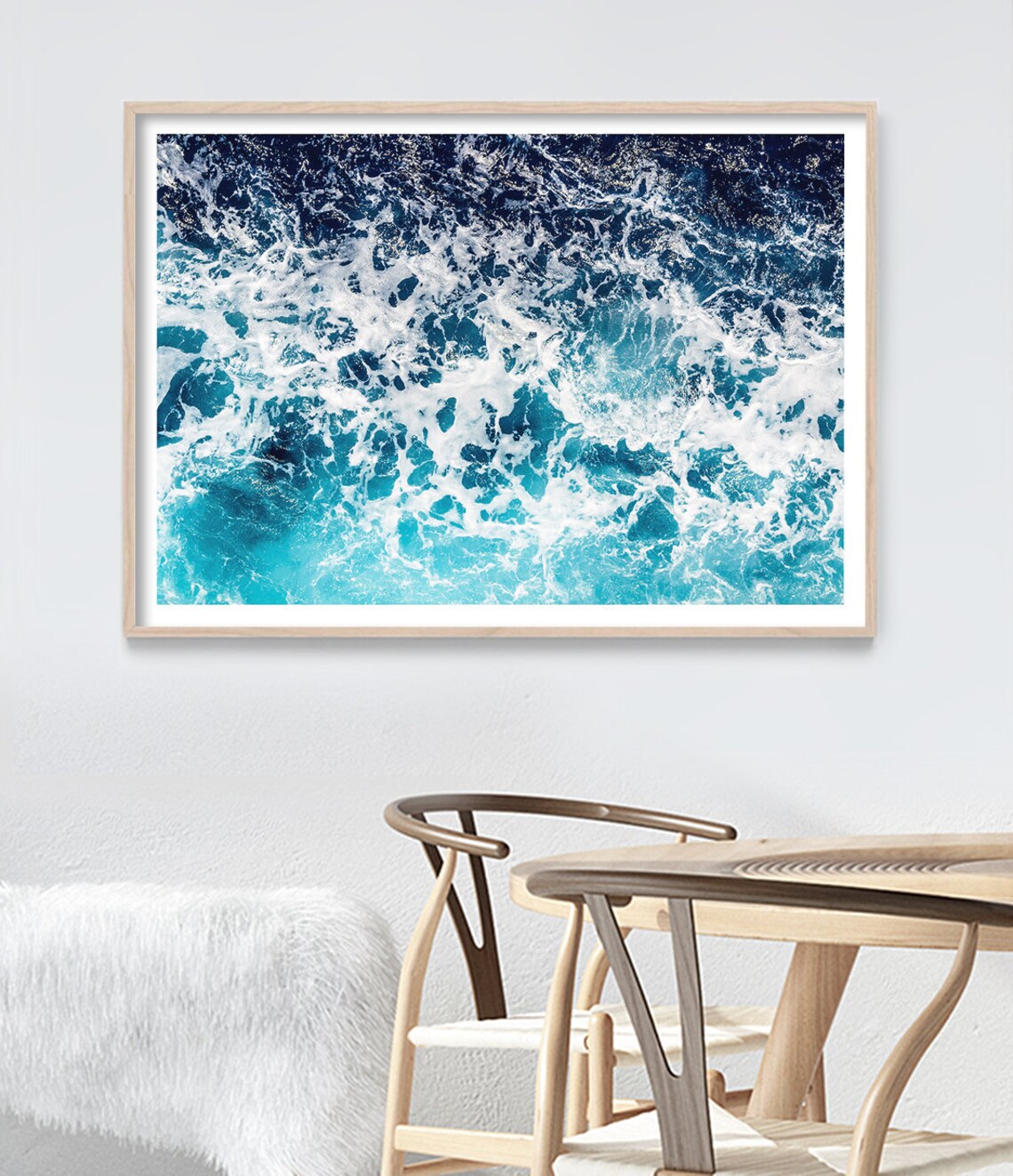 Aerial Ocean Wave Print, Coastal Surf Beach Decor - Image 3