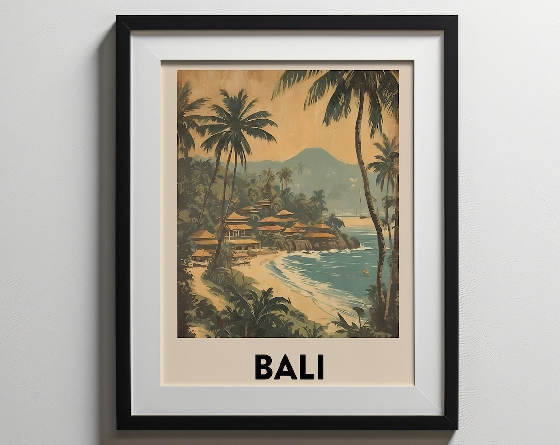 Bali Travel Poster, Vintage Mid-Century Art Print