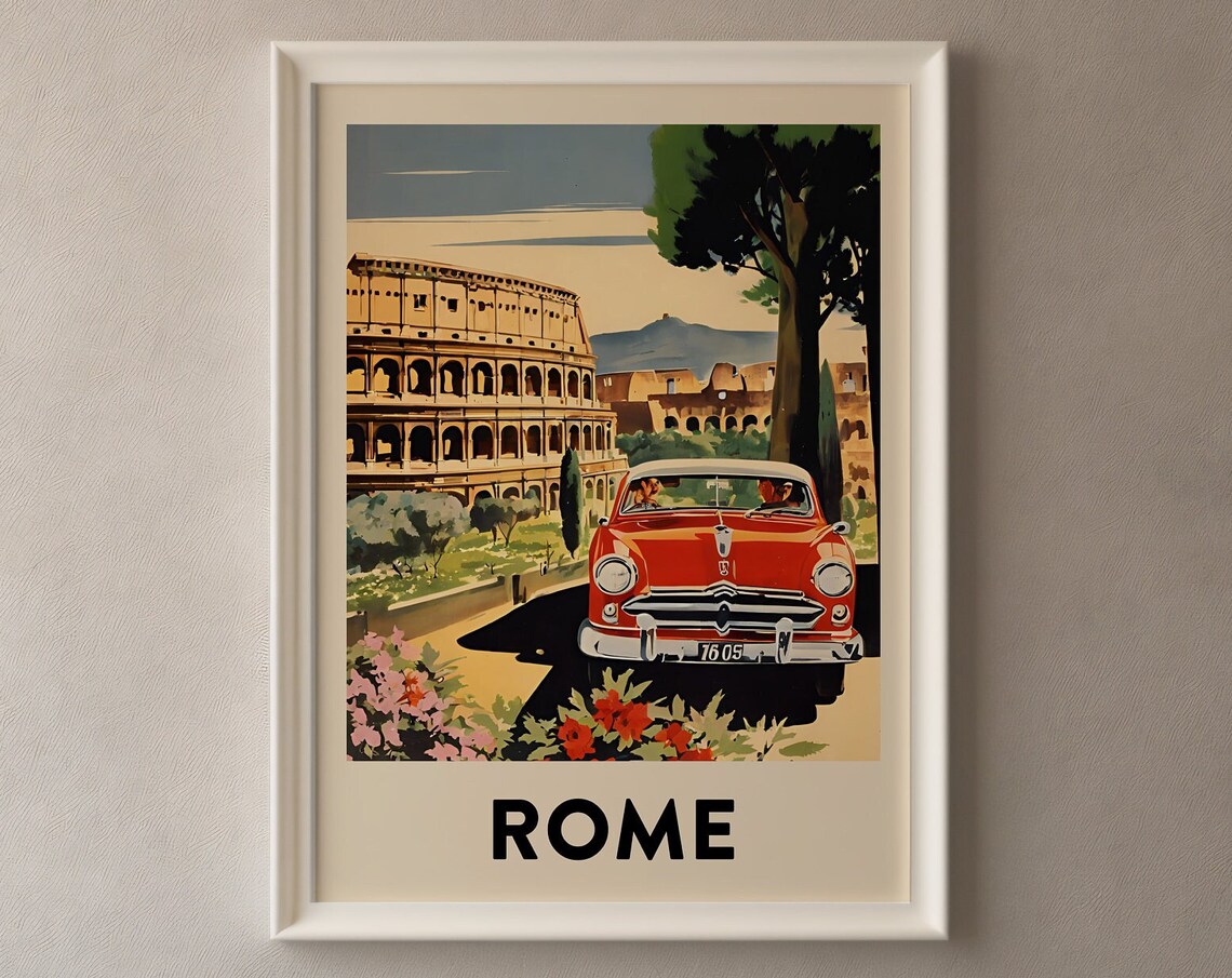 Rome Travel Poster, Vintage Mid-Century Italy