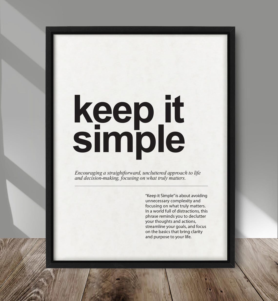 Keep It Simple Minimalist Motivational Typography Quote Poster