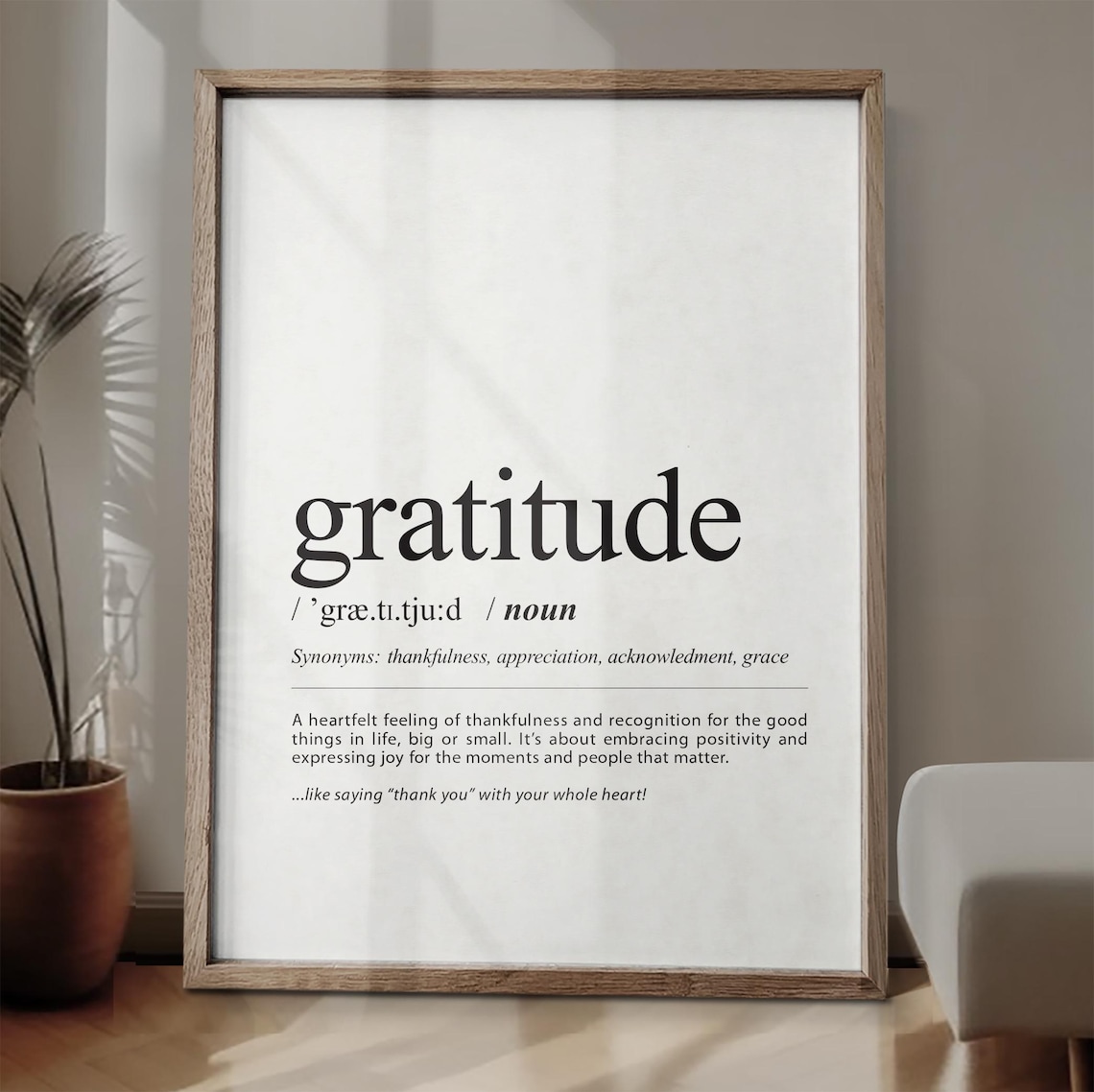 Gratitude Definition Typography Art Print Poster