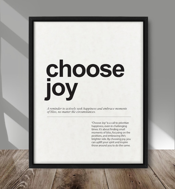 Choose Joy Motivational Typography Poster, Minimalist