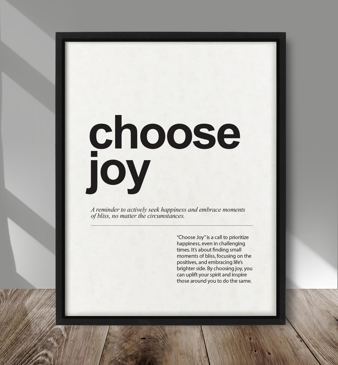Choose Joy Motivational Typography Poster, Minimalist