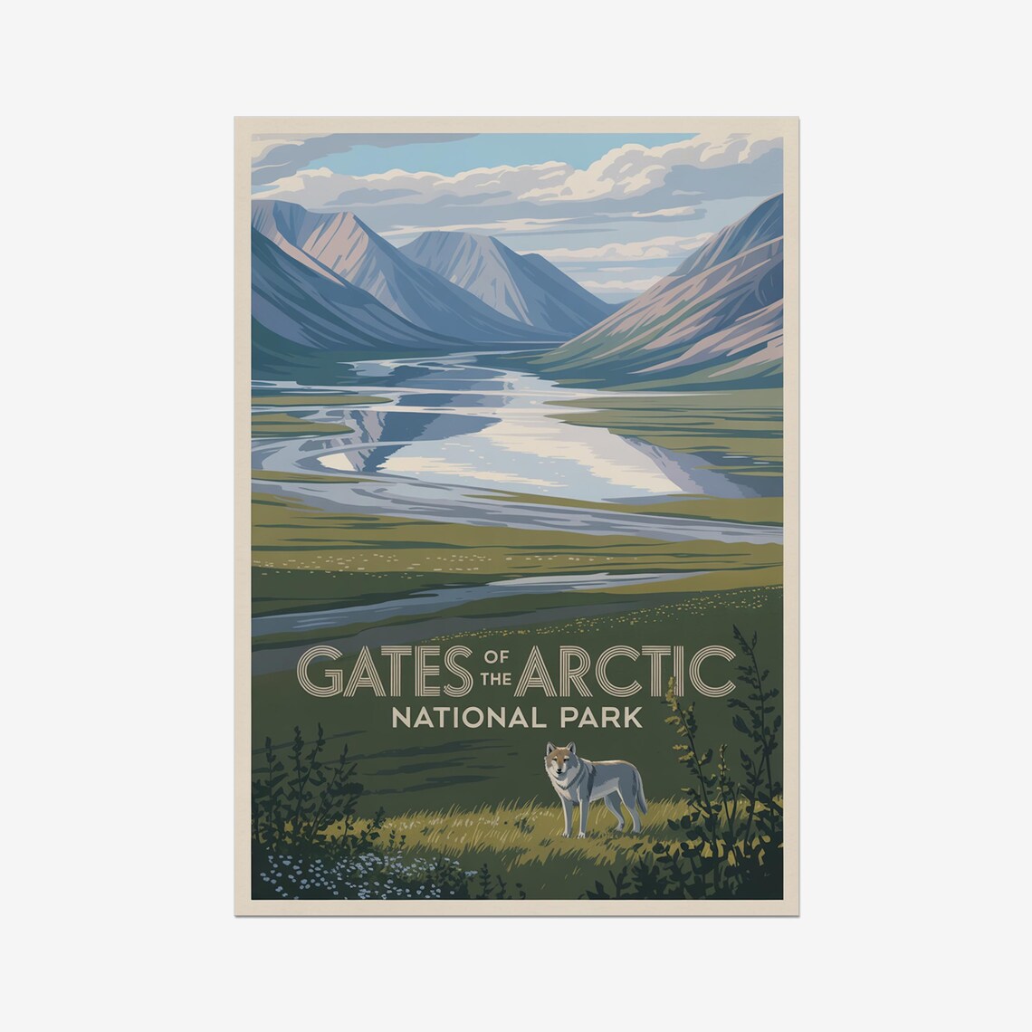 Gates of the Arctic National Park Wolf Valley Mountain Retro Poster