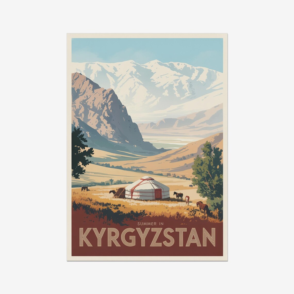 Kyrgyzstan In Summer Vintage Travel Poster