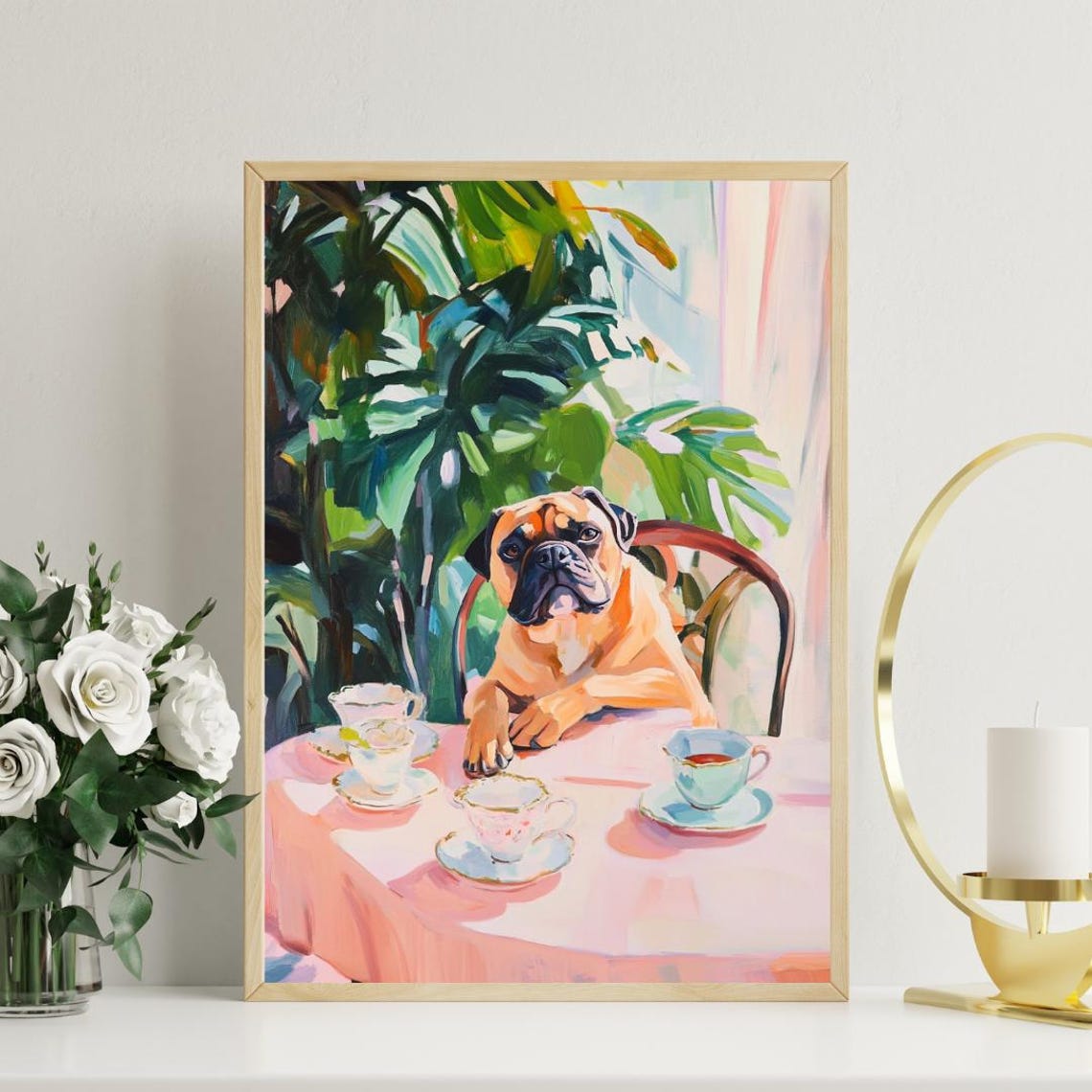 Retro Bullmastiff Poster Bullmastiff Oil Painting Vintage Bullmastiff Poster Dog Dining Room Wall Art Retro Dog Poster Pet Poster - Image 3