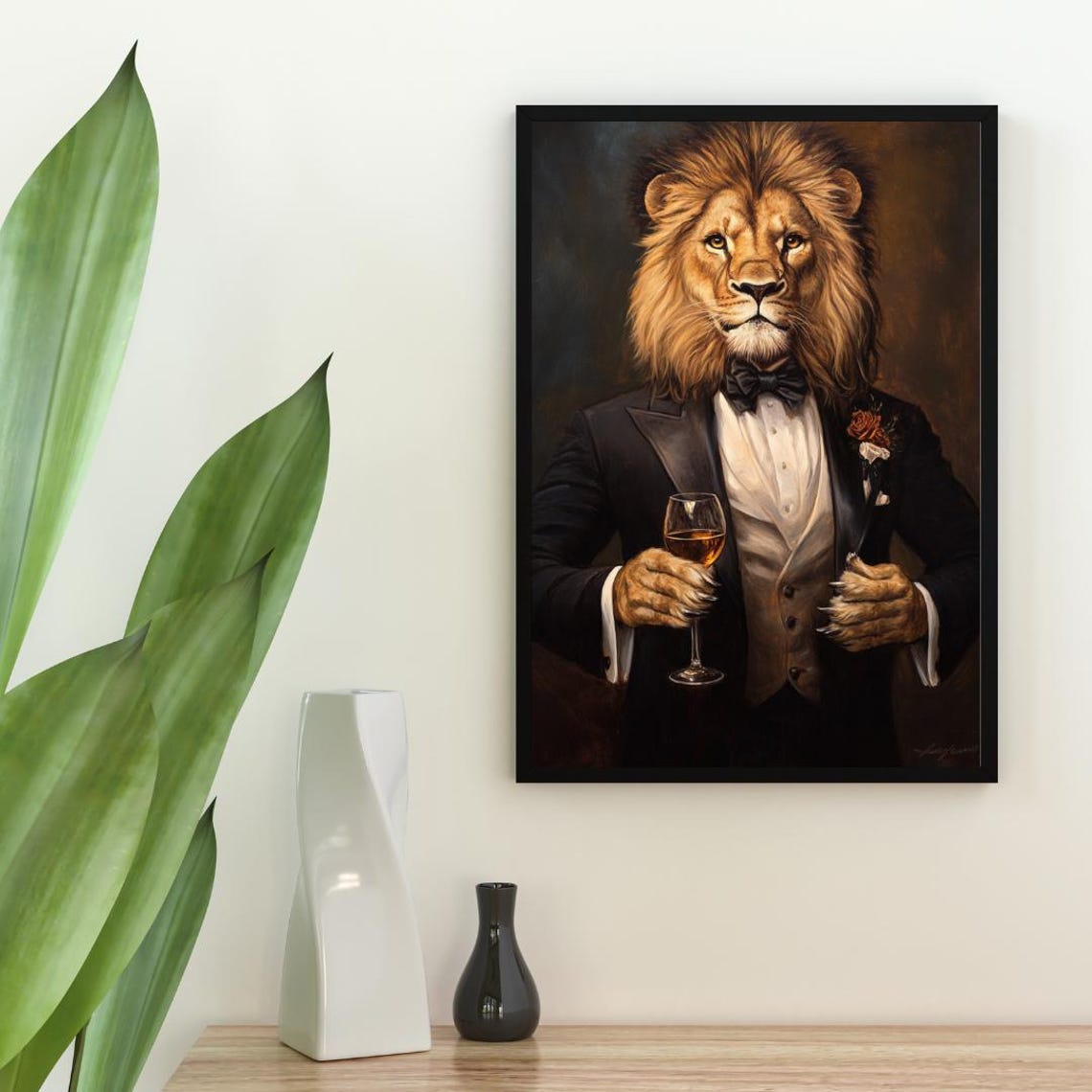 Lion In Tuxedo Poster Animal Poster Lion In Suit Print Lion Portrait Animal Living Room Poster Funny Lion Print Lion Poster Lioness - Image 2