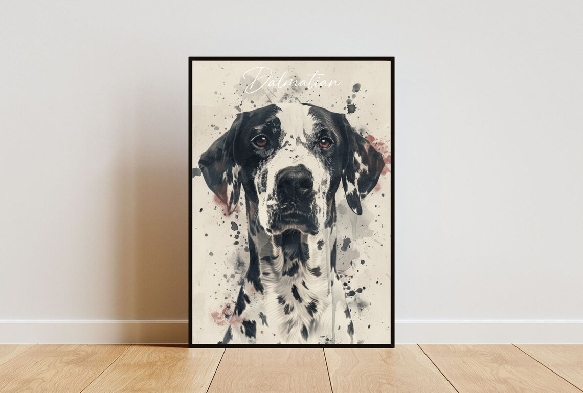 Dalmatian Watercolor Dog Portrait Poster for Dog Lovers Gift