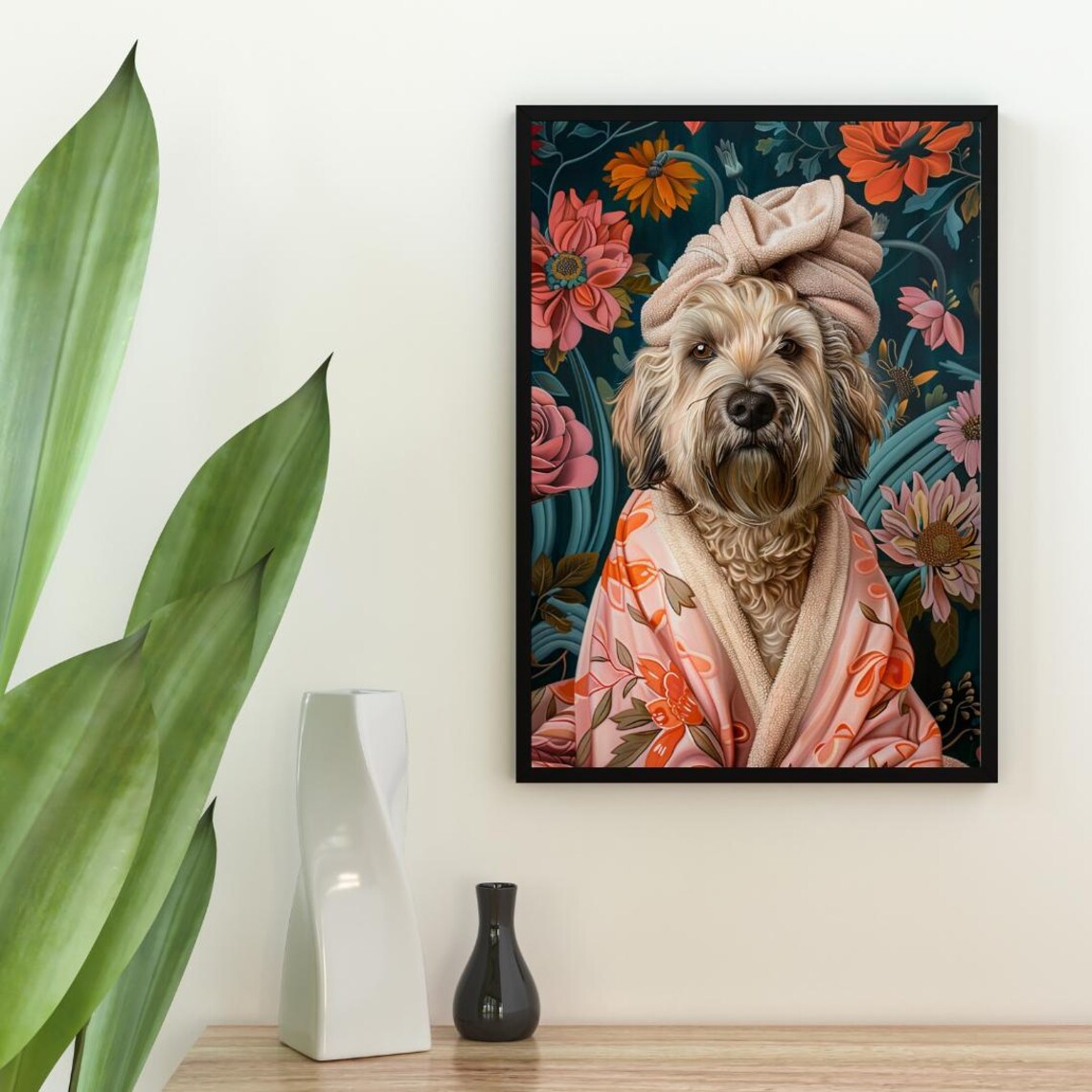 Soft Coated Wheaten Terrier Bathrobe Poster, Bathroom Art - Image 2