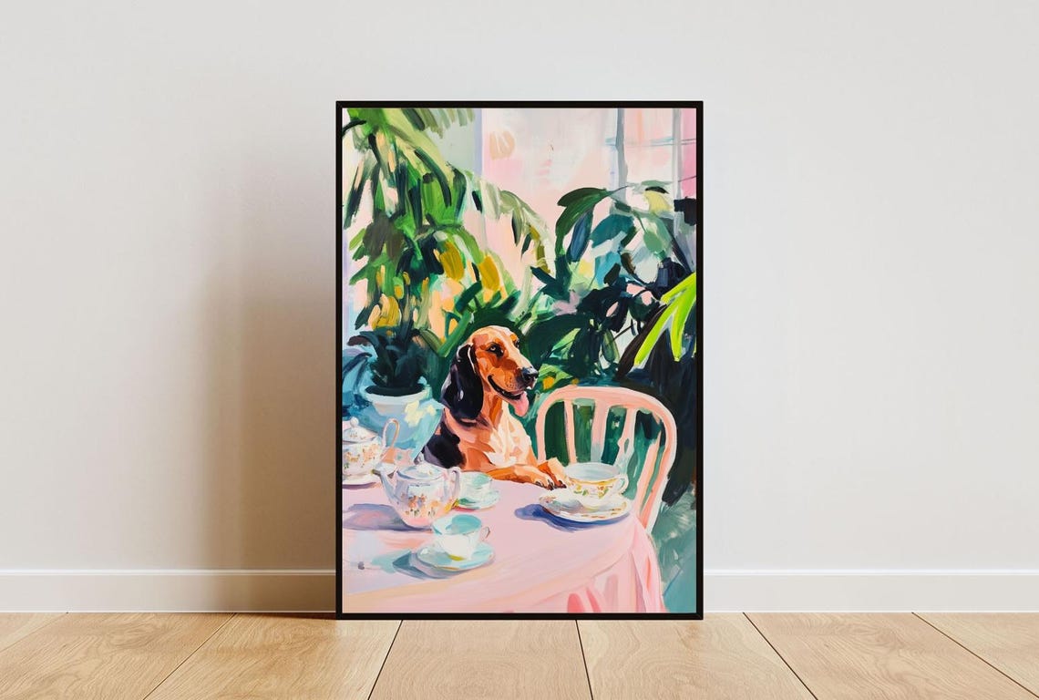 Retro Bloodhound Poster Bloodhound Oil Painting Vintage Bloodhound Poster Dog Dining Room Wall Art Retro Dog Poster Pet Poster
