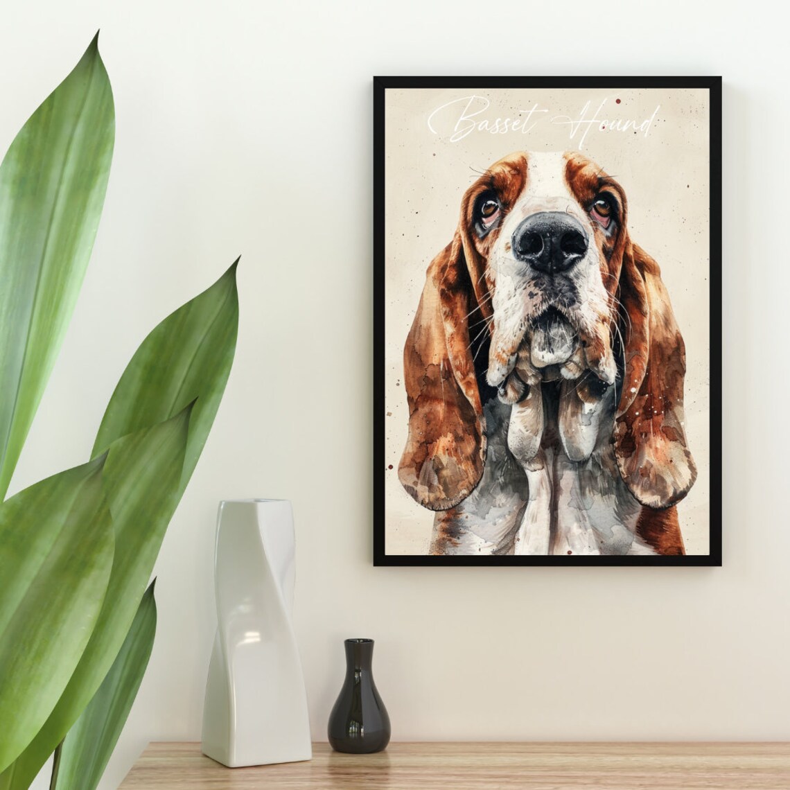 Basset Hound Watercolor Portrait Droopy Eared Dog Art Poster - Image 2